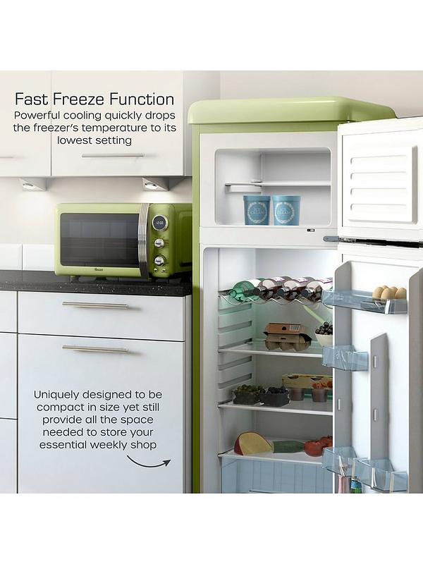 Swan SR11010GNE Retro Green Top Mounted Fridge Freezer 208L - Image 4